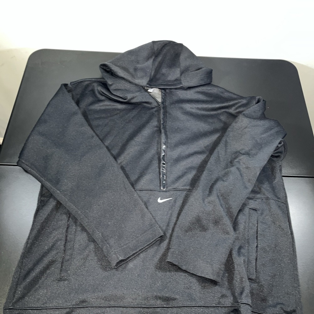 Nike Black 3/4 Zip Hoodie Center Swoosh Men's L Large